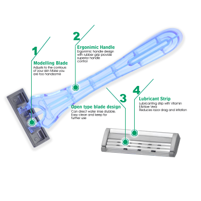 Disposable plastic handle blade shaving razor (2)